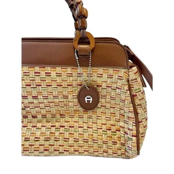 Vintage Etienne Aigner Woven Wood Brown Hand/Long Strap Boho Style Purse - Picture 4 of 14